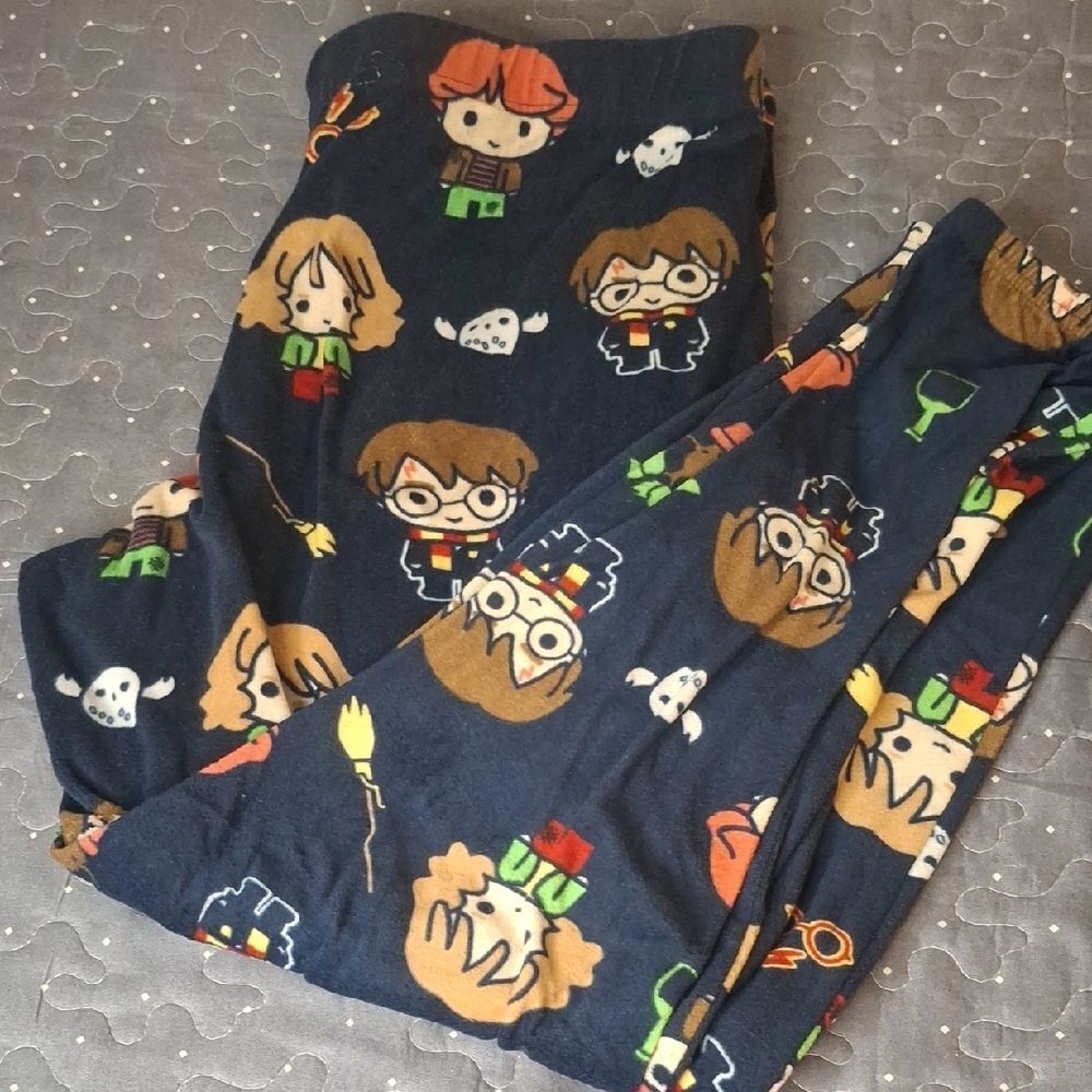 Harry Potter Navy Blue Character Print Pajama Pants size large